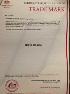 Certicate of Registration of Trade Mark Attachment - Bravo -Charlie